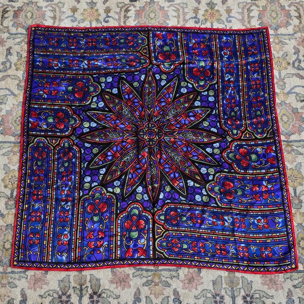 MFA Boston Silk Vintage Stained Glass Patterned Square Scarf